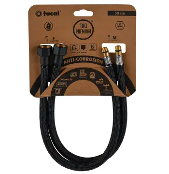 Шланг для смесителя TUCAI TAQ PREMIUM GRIF М10х1/2″ 0,5м. АНТИКОР. AСB ПАРА (Черный Мат) 209965