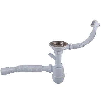 Сифон OPTIMUM 31/2″*40 для мойки с отв.для стир.маш,с прямоуг.переливом и гофр 40х40/50 OPTI 27343