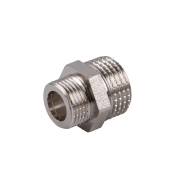 Ниппель редукционный 1/2″х3/8″НН никелированный под прокладку NN322G OPTIMUM