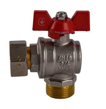 Кран кульовий кутовий з накидною гайкою SOLOMON 3/4″ ЗВ PN40 (V4003-S)
