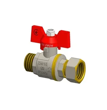 Кран кульовий прямий з накидною гайкою SOLOMON 1/2″ ЗВ PN40 (V5002-S)