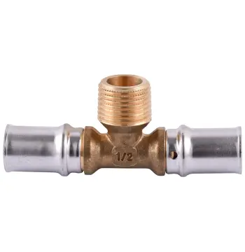 Тройник с наружной резьбой пресс APE ITALY AP 133 16х1/2″х16