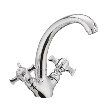 Смеситель для умывальника Cron Zeus 272 хромированный двухвентильный с поворотным изливом (CR0082)