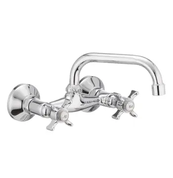 Смеситель для кухни Cron Zeus 361-G хром настенный двухвентильный с поворотным изливом 190 мм (CR0089)