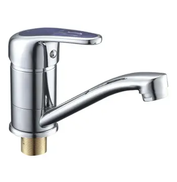 Смеситель для умывальника Cron Magic 555-15 CM хромированный с синей ручкой на гайке (CR0111)