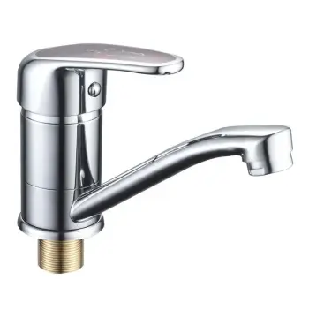 Смеситель для умывальника Cron Magic 555-15 CM хромированный с красной ручкой на гайке (CR0112)
