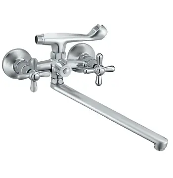 Смеситель для ванной Cron Dominox 140 EURO хромированный с длинным поворотным изливом (CR0863)