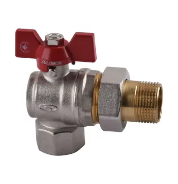 Кран шаровый угловой с американкой SOLOMON 1″ УСИЛЕННЫЙ B1043