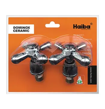 Ручки для змішувача Haiba Dominox HB0577 латунні хромовані з кран-буксами, пара (HB0577)