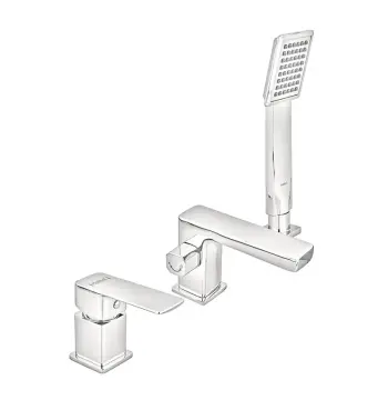 Смеситель на борт ванны Haiba Kubus 022 латунный хромированный на 3 отверстия (HB3957)