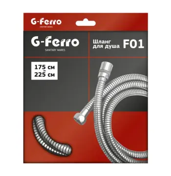 Душевой шланг G-FERRO ChrF01 Chr.F01 из нержавеющей стали хромированный растяжной 175-225 см (HO0004)