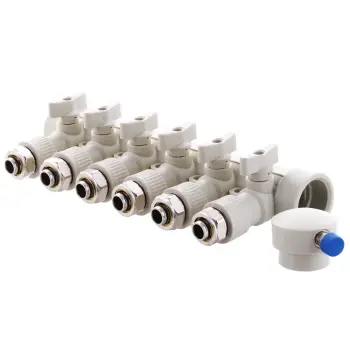 Розподільний колектор опалення 6-way з фітингом (40x20) PPR Koer K0194.PRO (KP2559)