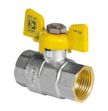 Кран кульовий KOER KR.217.G - 3/4" FF ГГМ YELLOW, ручка "метелик" жовта (KR0041)