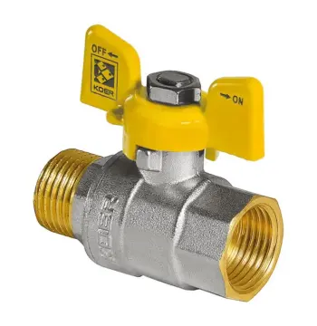 Кран кульовий KOER KR.218.G - 1" FM ГШМ YELLOW, ручка "метелик" жовта (KR0096)