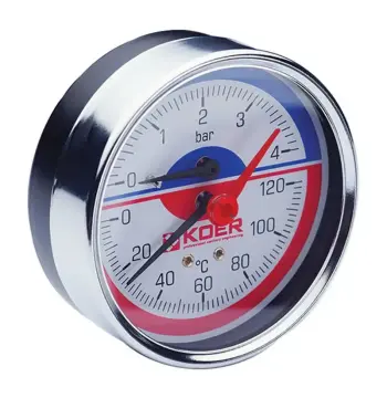 Термо-манометр аксиальный (KOER KM.812A) (0-4 bar), D 80мм, 1/4''-1/2'' (KR0221)