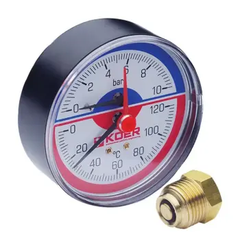 Термо-манометр аксіальний (KOER KM.802A) (0-10 bar), D 80мм, 1/4''-1/2'' (KR0224)