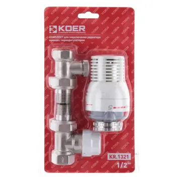 Комплект для підключення радіатора 1/2'' (прямий) з термоголовкою Koer KR.1321 (KR2659)