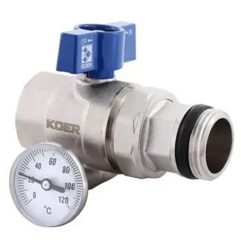 Кран з американкою "антипротечка" з термометром прямий Koer KR.1032-Gi - 1" (KR2893)