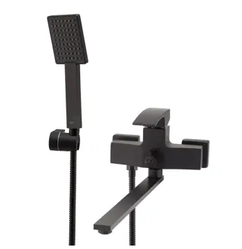 Смеситель для ванной KOER KB-42007-05 латунный черный матовый с длинным поворотным изливом (KR3457)
