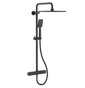 Душова колона KOER KB-53011-05 латунна чорна матова з термостатом (KR4723)
