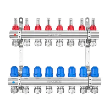 Колекторний блок з витратомірами та євроконусами Koer KR.1210-8 - 1"x8 WAYS (KR5270)