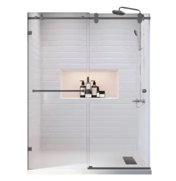 Дверь в нишу Koer SR SD06-140x220-TR-07 прозрачное стекло Easy Clean 8мм, графит (KR5369)