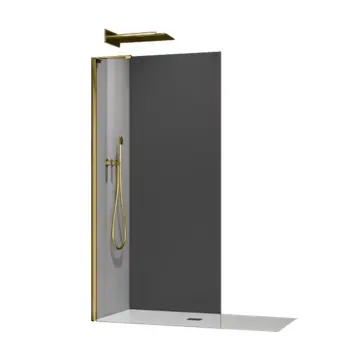 Душевая перегородка Koer SR SP02-100x200-TR-12 Walk-In проз.стекло Easy Clean 8мм, матовое золото (KR5396)