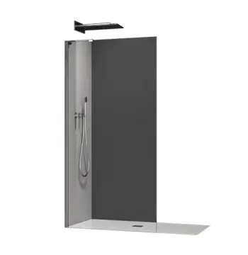 Душевая перегородка Koer SR SP02-100x200-TR-07 Walk-In прозрачное стекло Easy Clean 8мм, графит (KR5397)