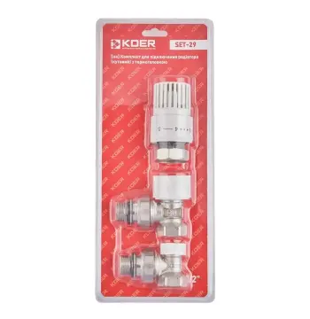 Комплект для підключення радіатора (кутовий) з термоголовкою 1/2'' ( KOER SET-29 ) (KR5716)