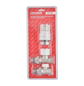 Комплект для підключення радіатора (прямий) з термоголовкою 1/2'' ( KOER SET-30 ) (KR5717)