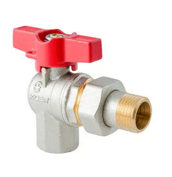 Кран с американкой угловой KOER EXTREME KE.228-15 - 1/2" ручка "бабочка" красная (KR5763)