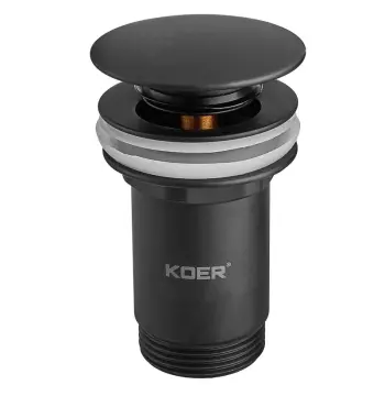 Донний клапан для раковини з переливом KOER PW-07-05 автоматичний (Click-Clack) (Колір чорний) 1 1/4'' (KR5785)