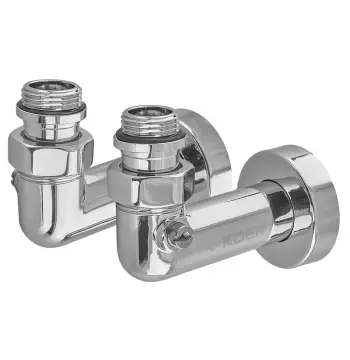 Комплект кранов для полотенцесушителя угловой M1/2''xM1/2'' запорный хромированный KOER KR.SET.550 (KR5840)