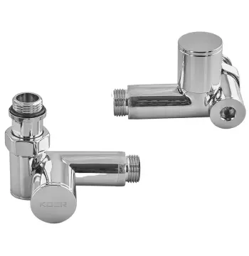 Комплект кранов для полотенцесушителя угловой M1/2''xM1/2'' под ТЭН хромированный KOER KR.SET.551 (KR5841)
