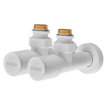 Комплект кранов для полотенцесушителя угловой M1/2''xM1/2'' удлиненный KOER KR.SET.534 WHITE (KR5843)