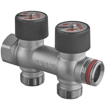 Колектор вентильний без фітингу 3/4"x3/4"x3/4"x2 WAYS (KOER KR.1128-2) (KR5871)
