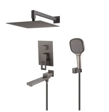 Встраиваемая душевая система KOER KB-66009-07 графитовая из латуни на 3 функции (KR5991)