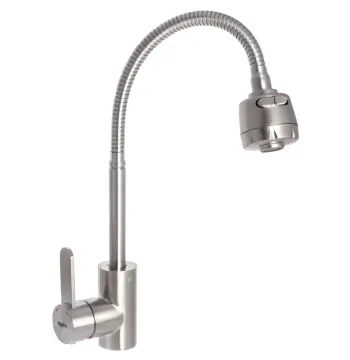 Смеситель для кухни ZERIX LR74304 нержавеющая сталь с гибким рефлекторным изливом (LL1207)