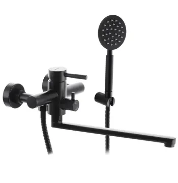 Смеситель для ванны Mixxus SUS-006 Euro из нержавеющей стали черный матовый с длинным поворотным изливом (MI2806)