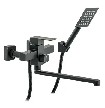 Смеситель для ванны Mixxus KUB-006 нержавеющий черный матовый с длинным поворотным изливом (MI2811)