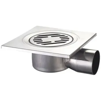Душовий трап MIXXUS DRAIN-04-15x15-90 з нерж. сталі SUS304 150x150мм, кутовий відвід (Колір нерж) (MI3420)