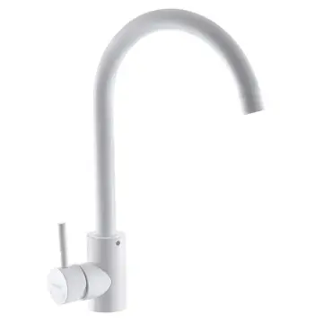 Смеситель для кухни Mixxus SUS-011-2 из нержавеющей стали, белый матовый, высокий поворотный (MI5755)