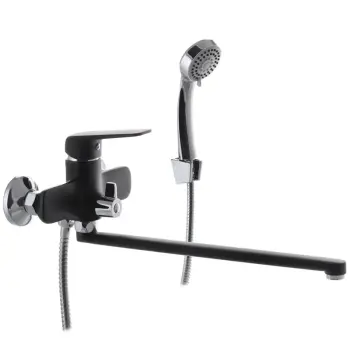 Смеситель для ванны Mixxus Oregon 006 Euro черный матовый с длинным поворотным изливом (MI5915)
