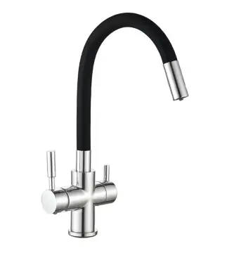 Змішувач для кухні Mixxus Premium Hans 021 латунний Reflector Black з гнучким виливом на дві води (MI5934)