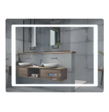 Зеркало MIXXUS STYLE MR03-70x50 с LED Touch, Anti-fog, димером, рег. яркости, часами (MI6006)