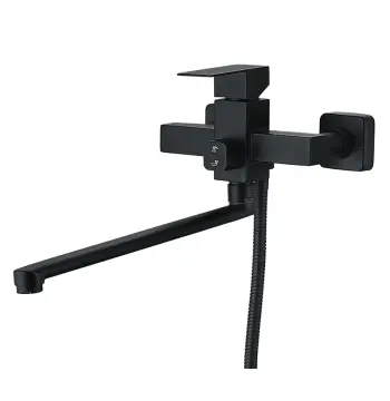Смеситель для ванны MIXXUS KUB-006 из нержавеющей стали черный матовый с длинным изливом (MI6151)