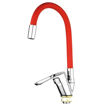 Смеситель для кухни Mixxus FANY 011 Хром / Красный с гибким изливом на гайке (MI6290)