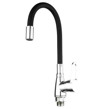Смеситель для кухни MIXXUS Elba 014 черный с гибким изливом на гайке (MI6306)