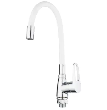 Смеситель для кухни Mixxus Elba 014 белый / хром с гибким изливом (MI6310)