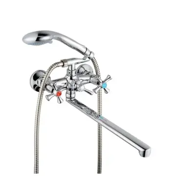 Смеситель для ванной Champion DFR-B 140-827 хромированный двухвентильный с длинным поворотным изливом (MI6407)